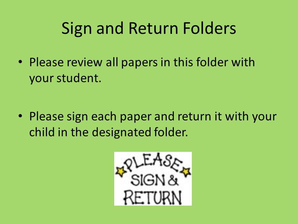 Sign and Return Folders