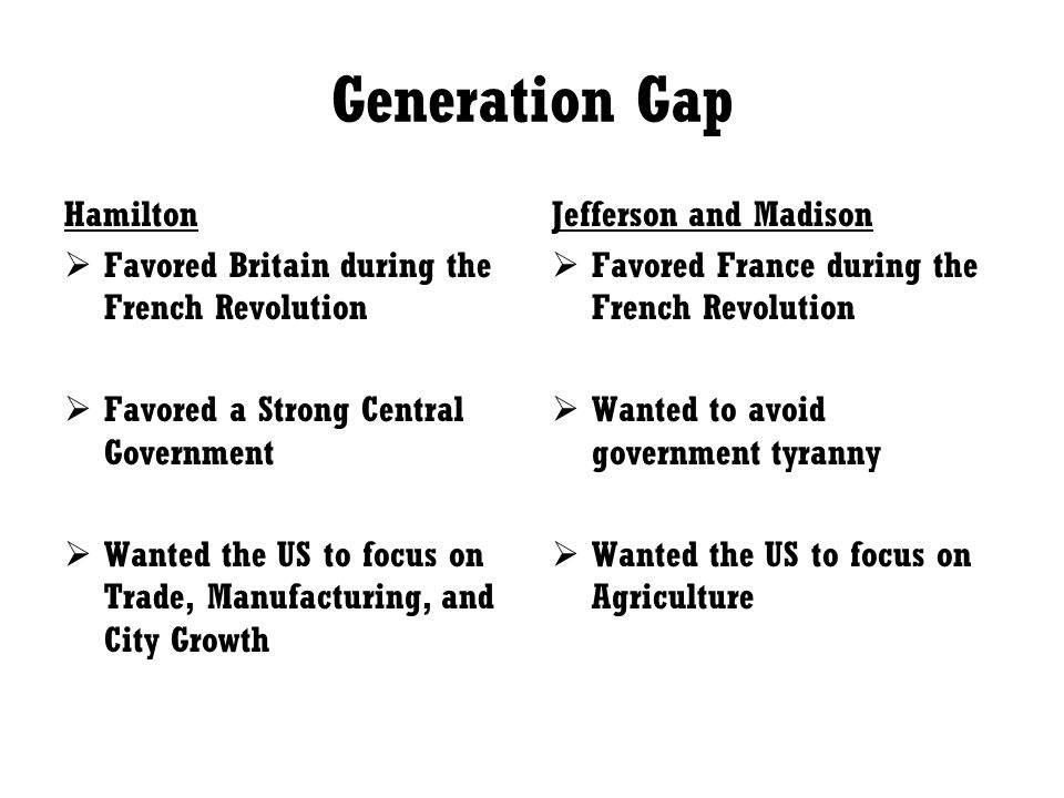 Generation Gap Hamilton Favored Britain during the French Revolution