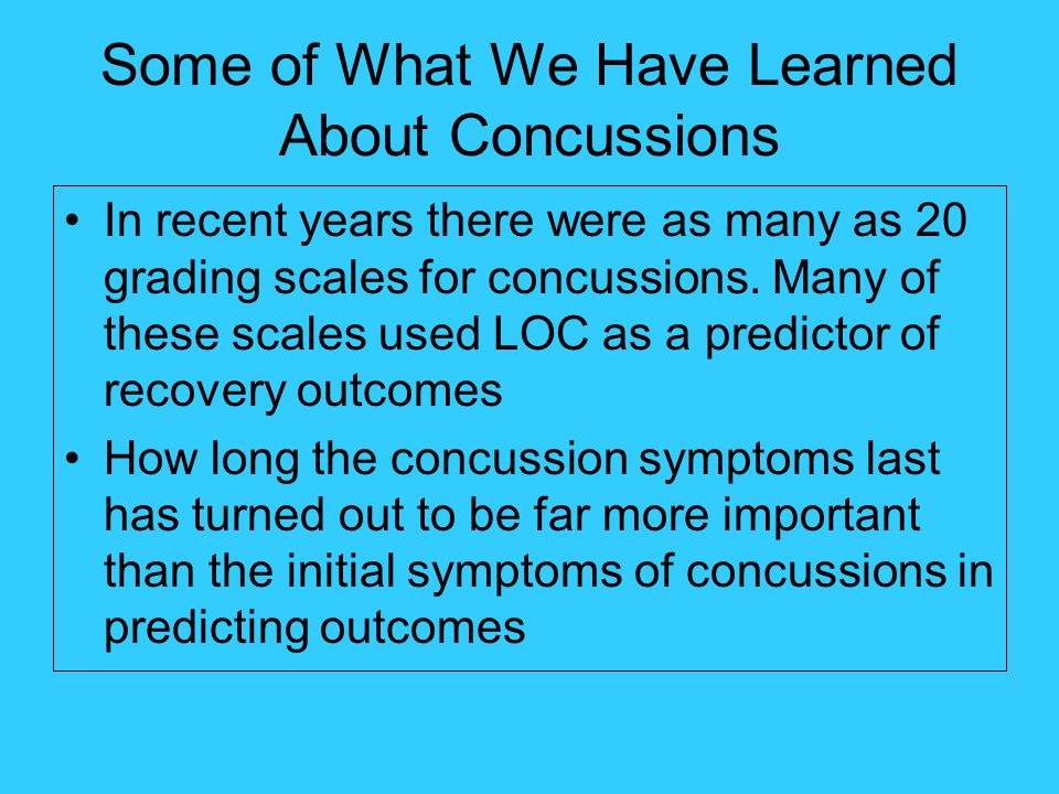 Some of What We Have Learned About Concussions