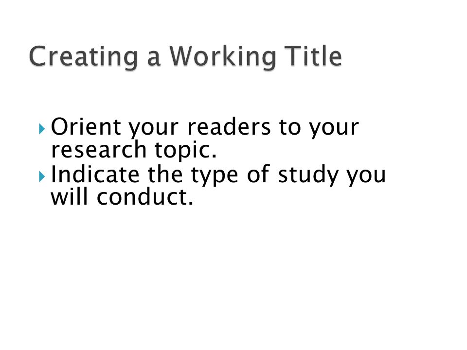 Creating a Working Title