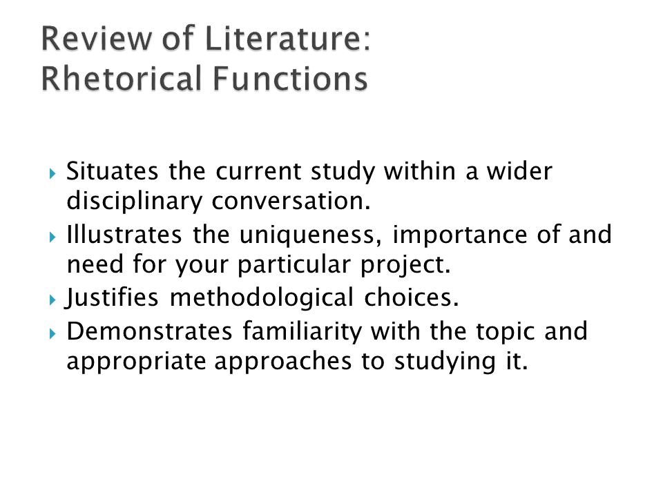 Review of Literature: Rhetorical Functions