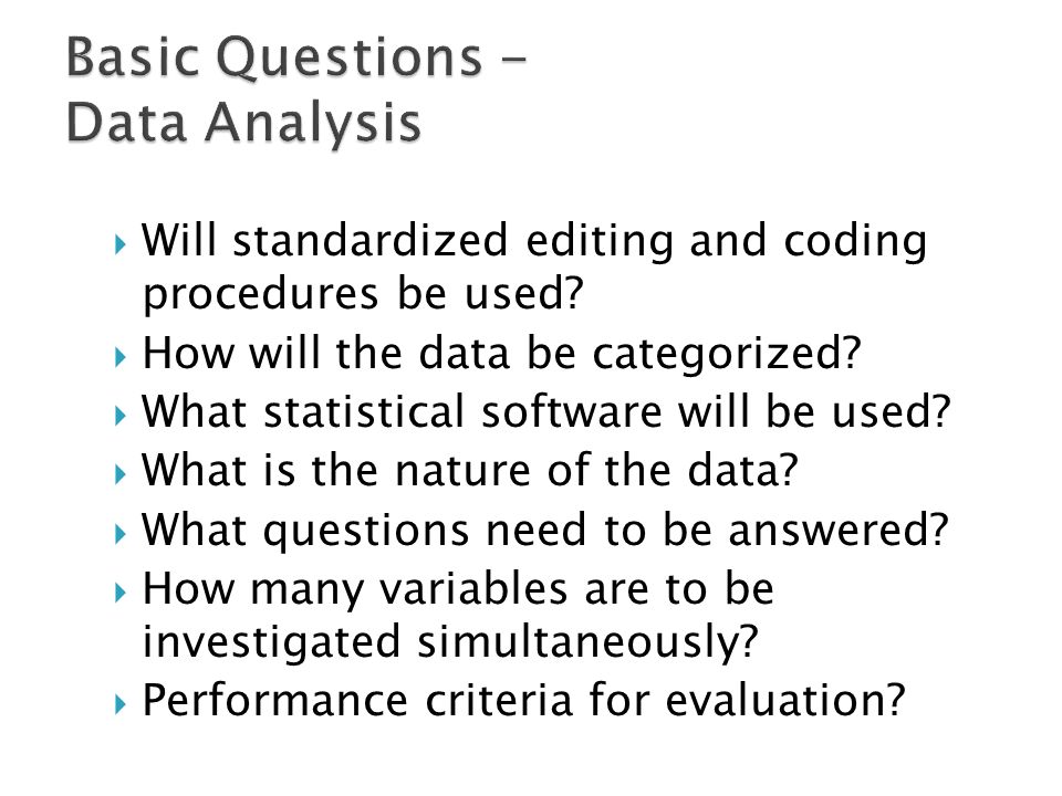 Basic Questions - Data Analysis