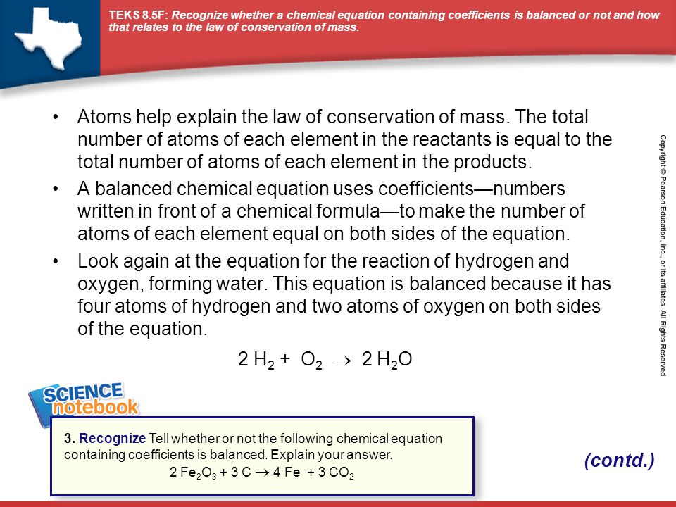 Atoms help explain the law of conservation of mass