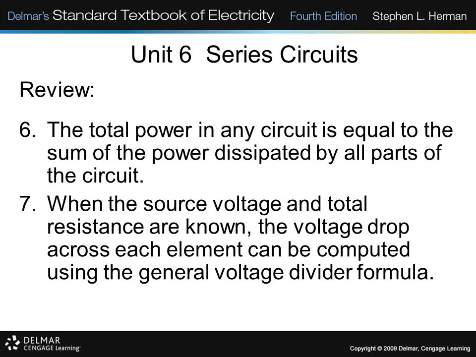 Unit 6 Series Circuits Review: