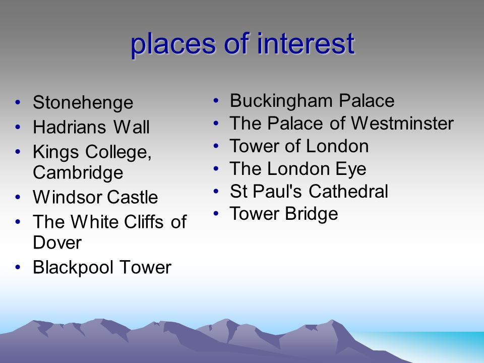 places of interest Buckingham Palace Stonehenge