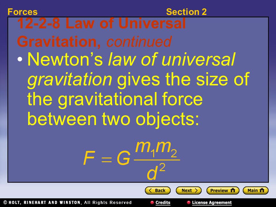 Law of Universal Gravitation, continued