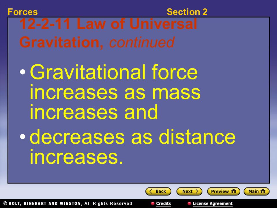 Law of Universal Gravitation, continued