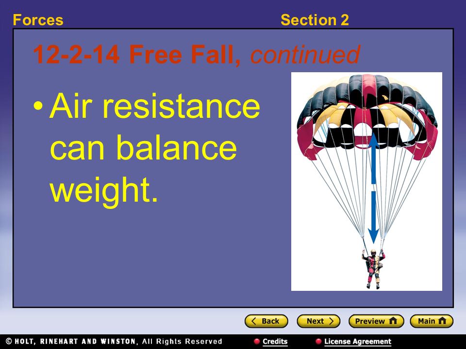 Air resistance can balance weight.