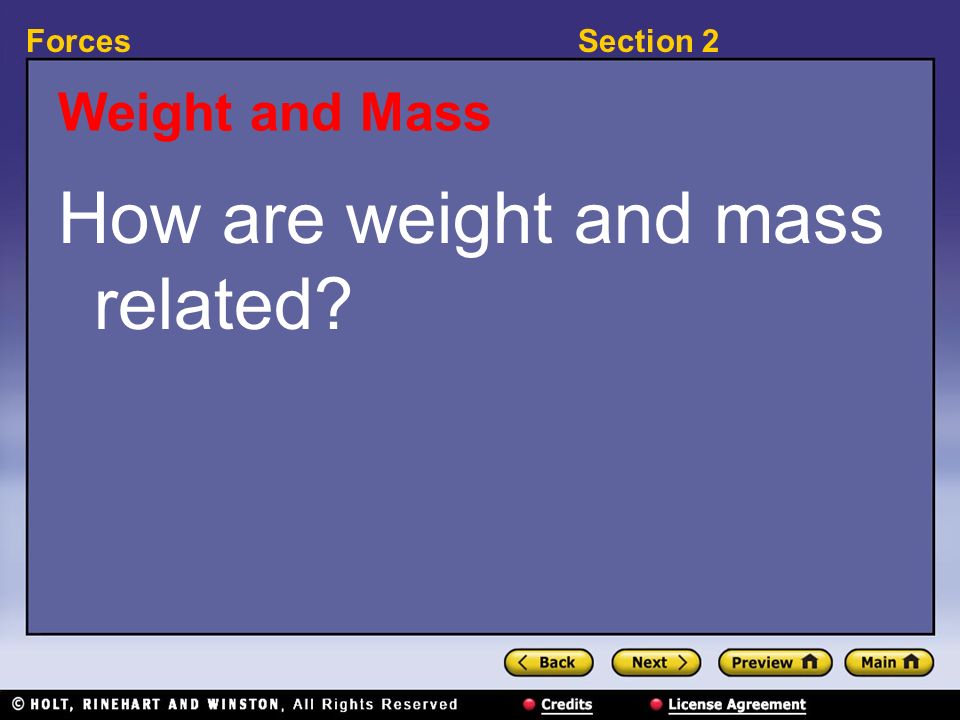 How are weight and mass related