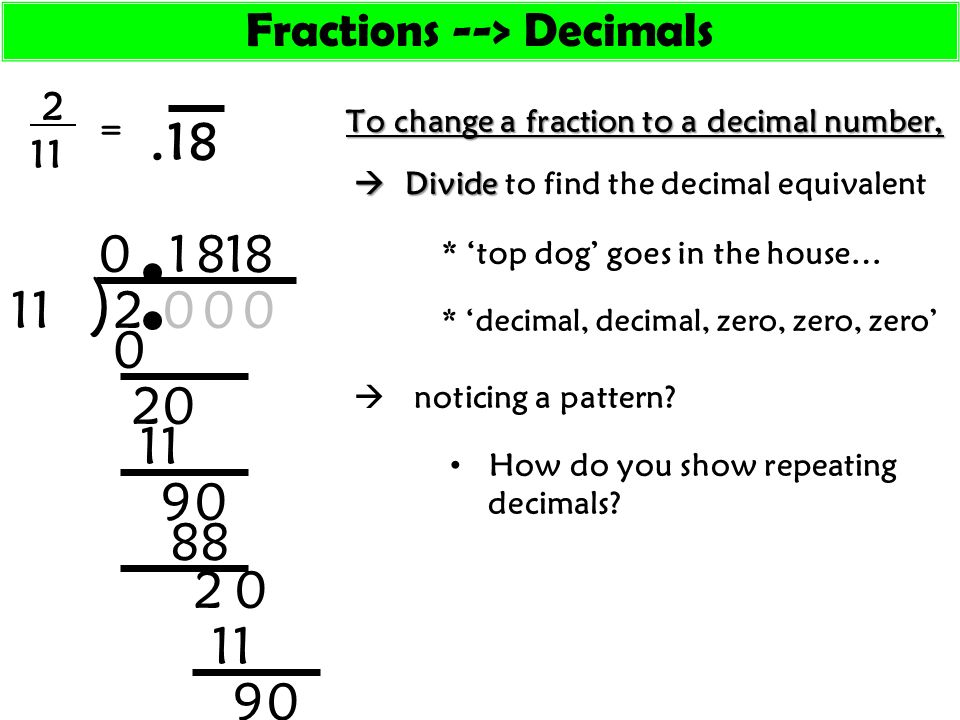 Fractions --> Decimals