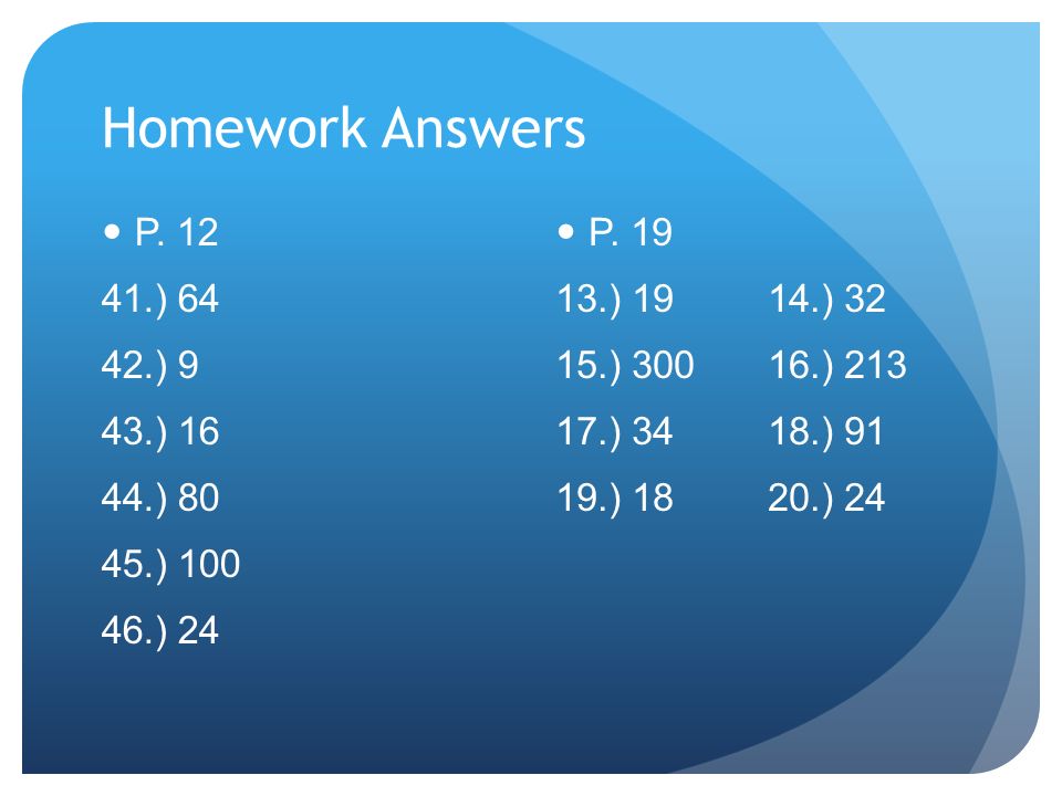 Homework Answers P ) ) 9 43.) ) ) ) 24