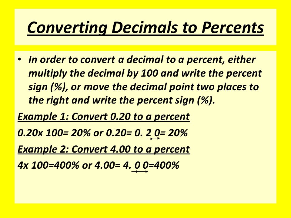 Converting Decimals to Percents