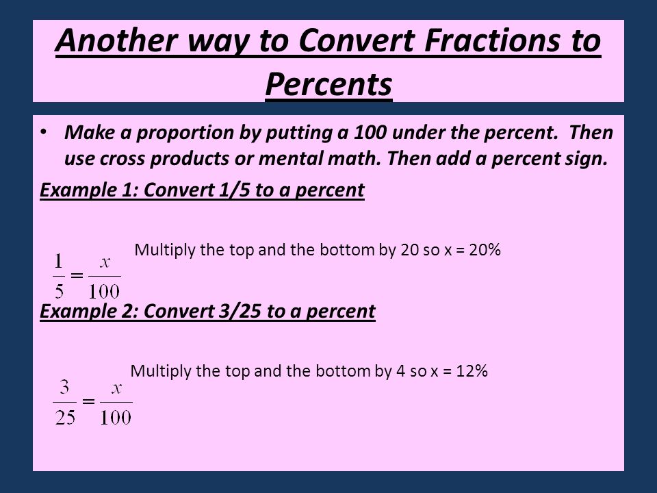 Another way to Convert Fractions to Percents