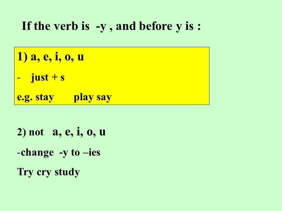 If the verb is -y , and before y is :