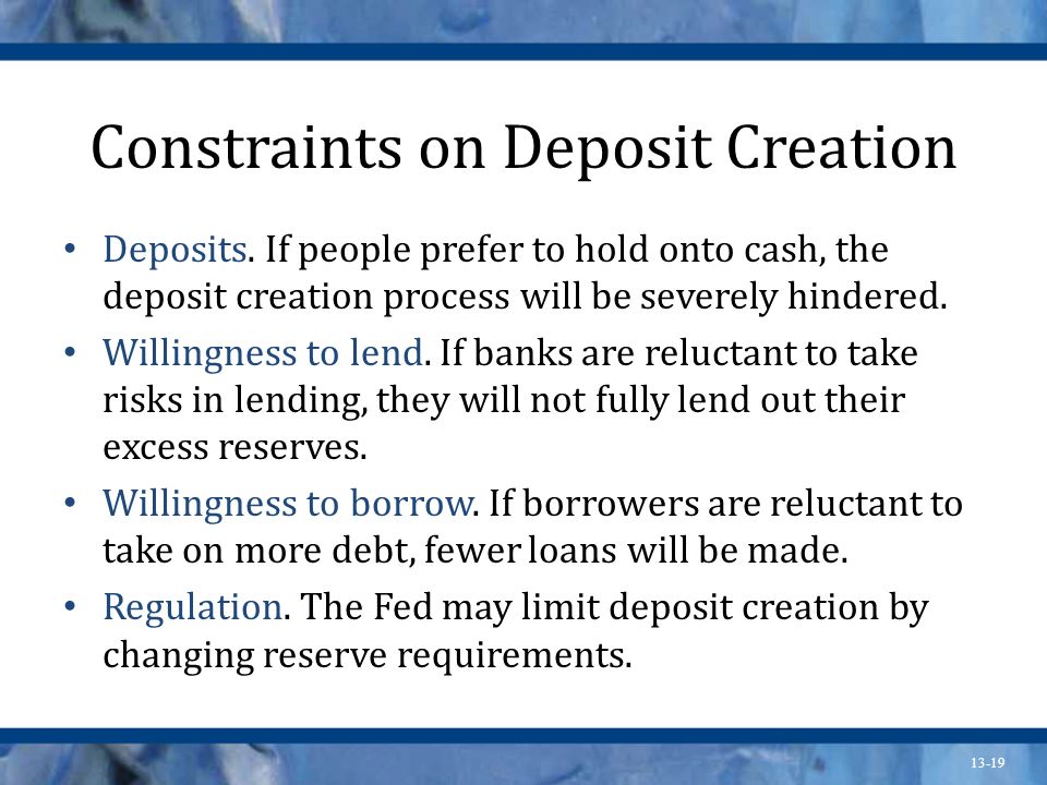Constraints on Deposit Creation