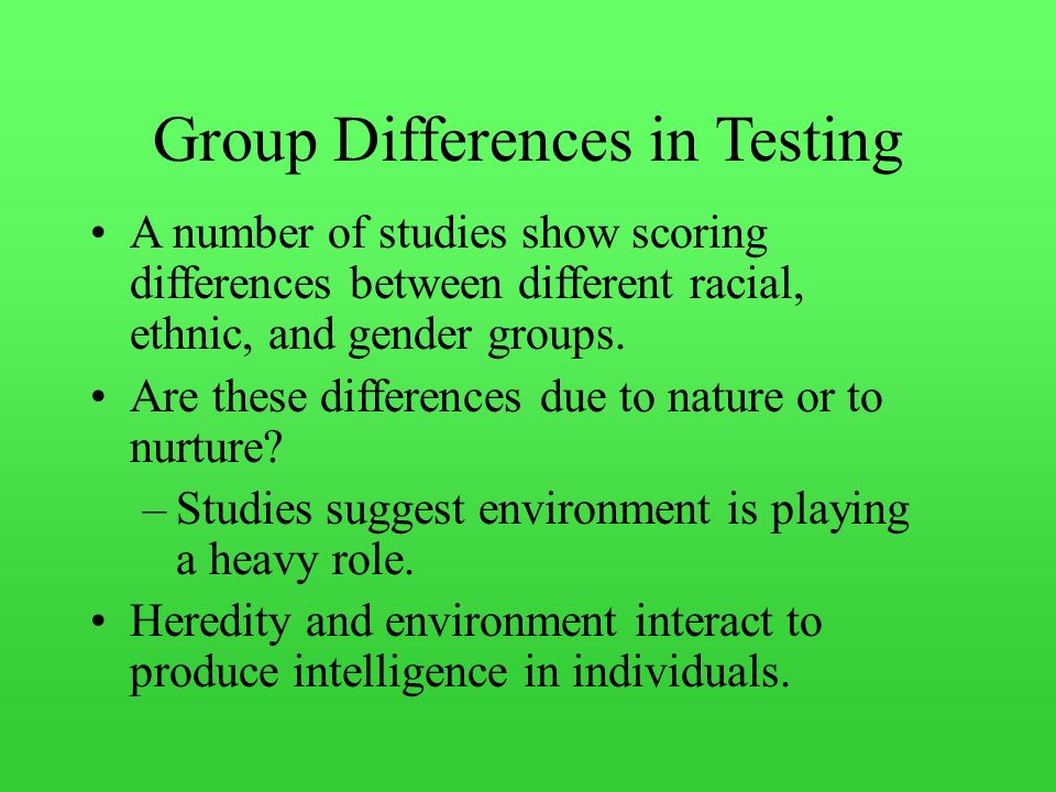 Group Differences in Testing