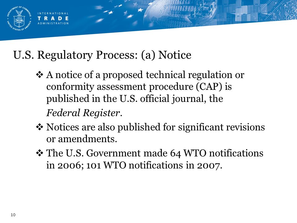 U.S. Regulatory Process: (a) Notice