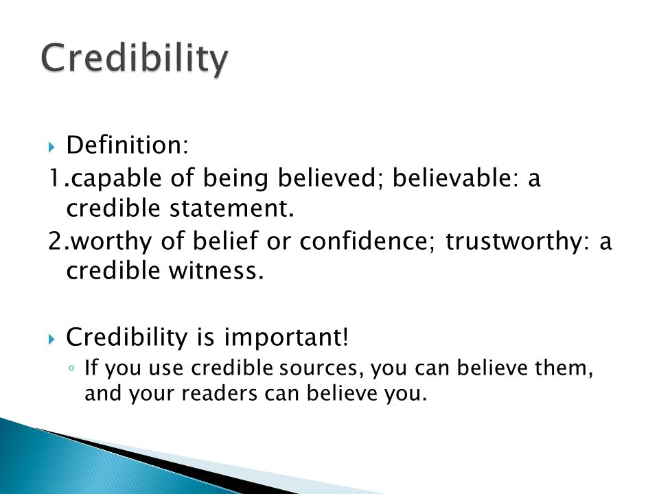 Credibility Definition: