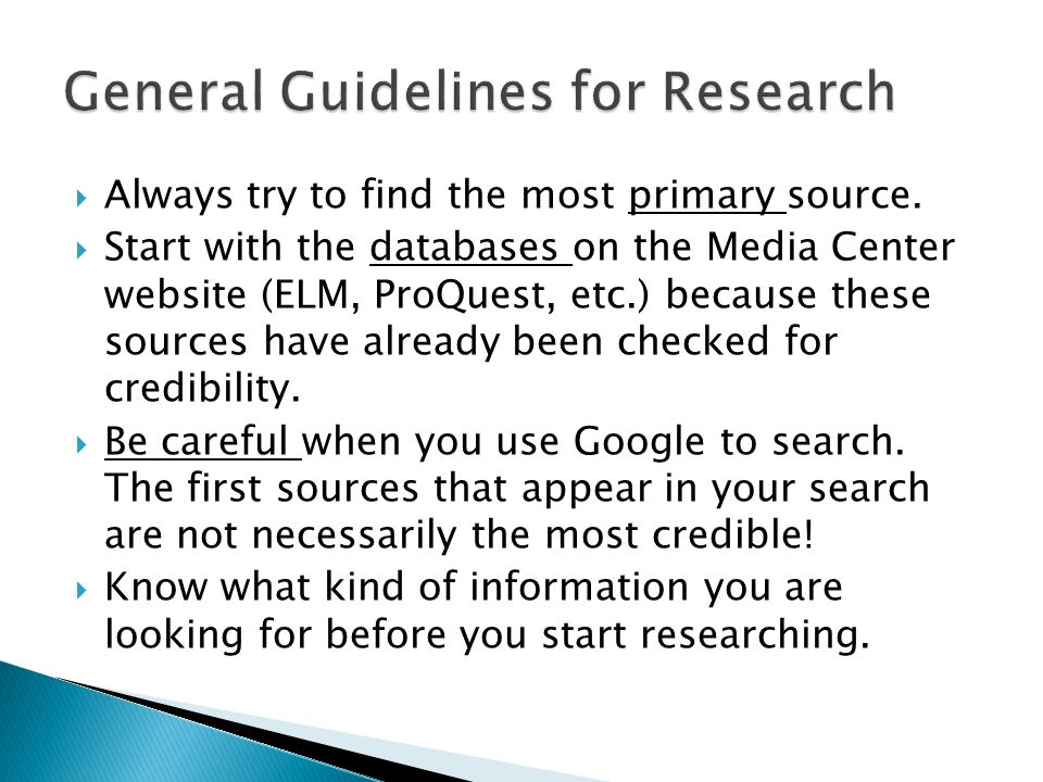 General Guidelines for Research