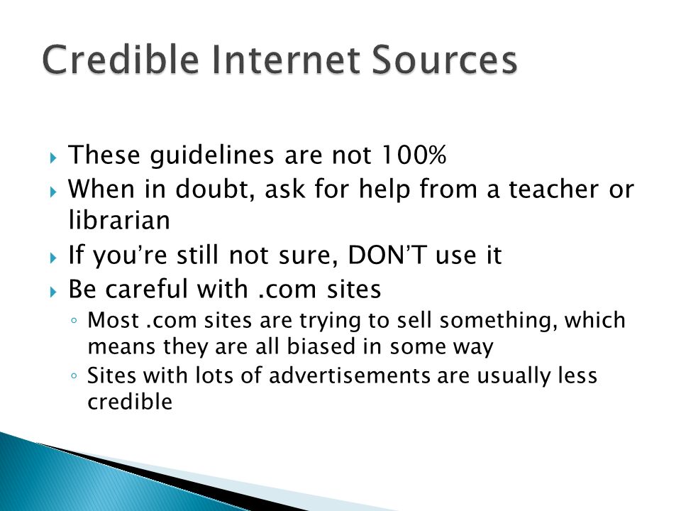 Credible Internet Sources