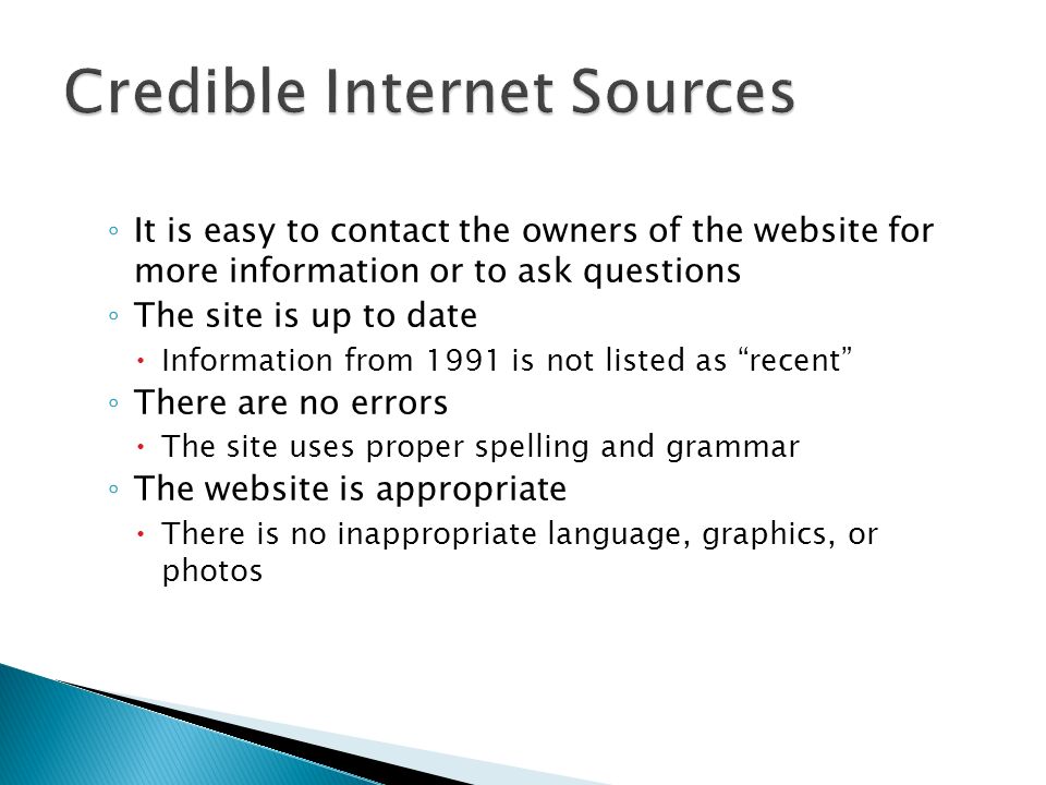 Credible Internet Sources