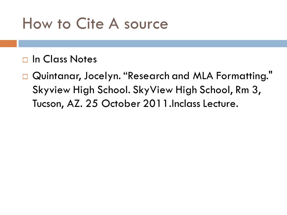 How to Cite A source In Class Notes