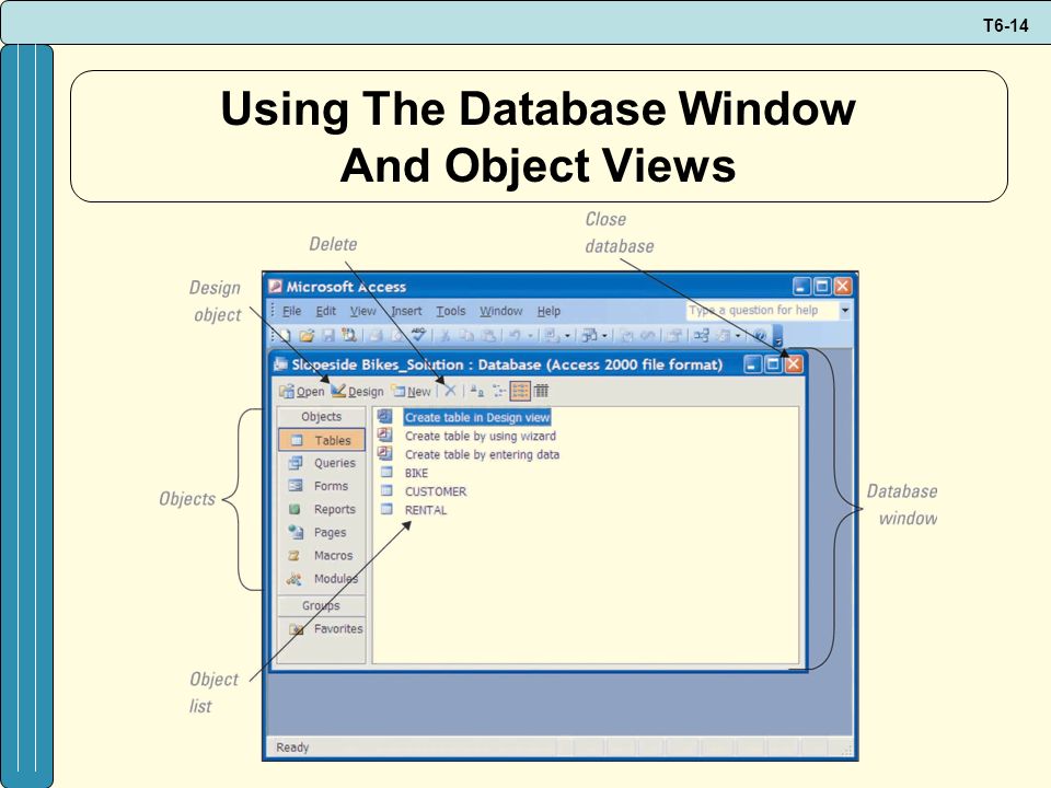 Using The Database Window And Object Views