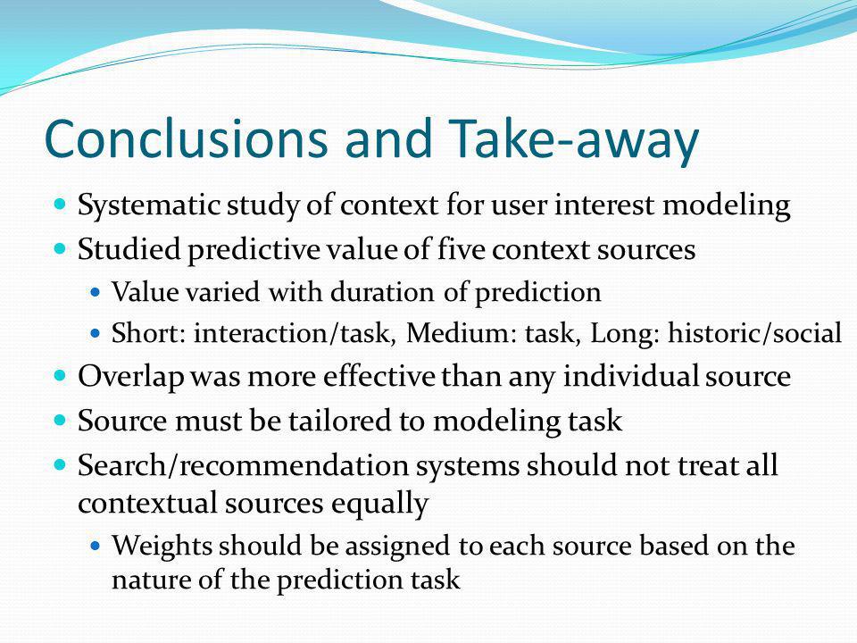 Conclusions and Take-away