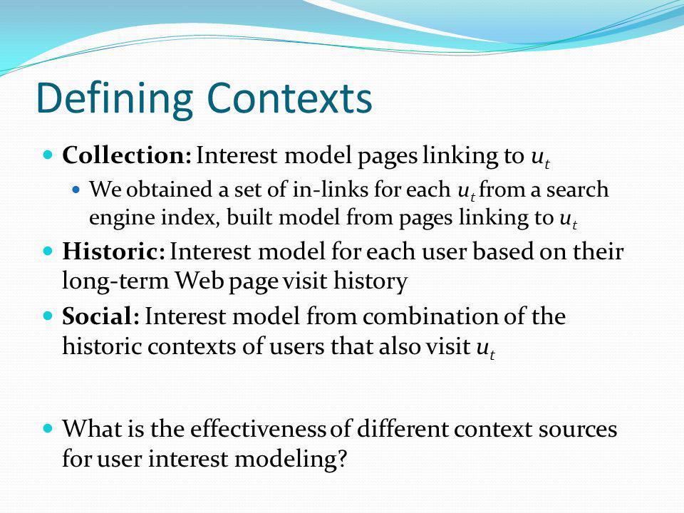 Defining Contexts Collection: Interest model pages linking to ut