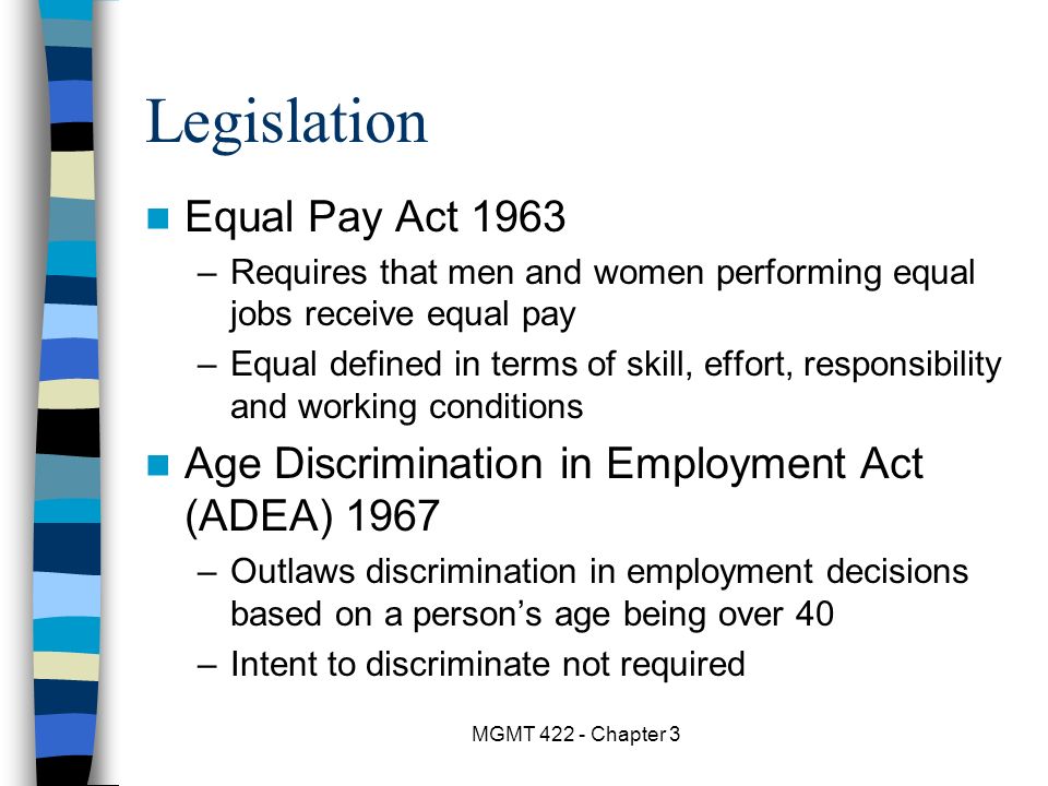 Legislation Equal Pay Act 1963