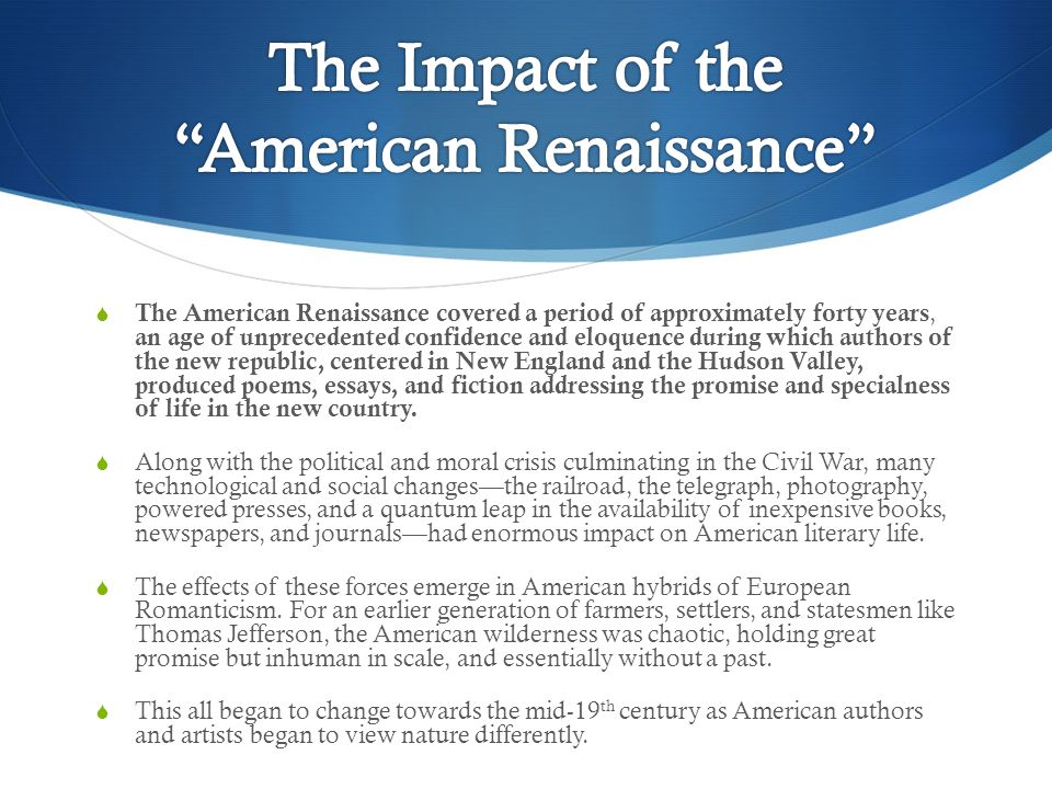 american renaissance time period