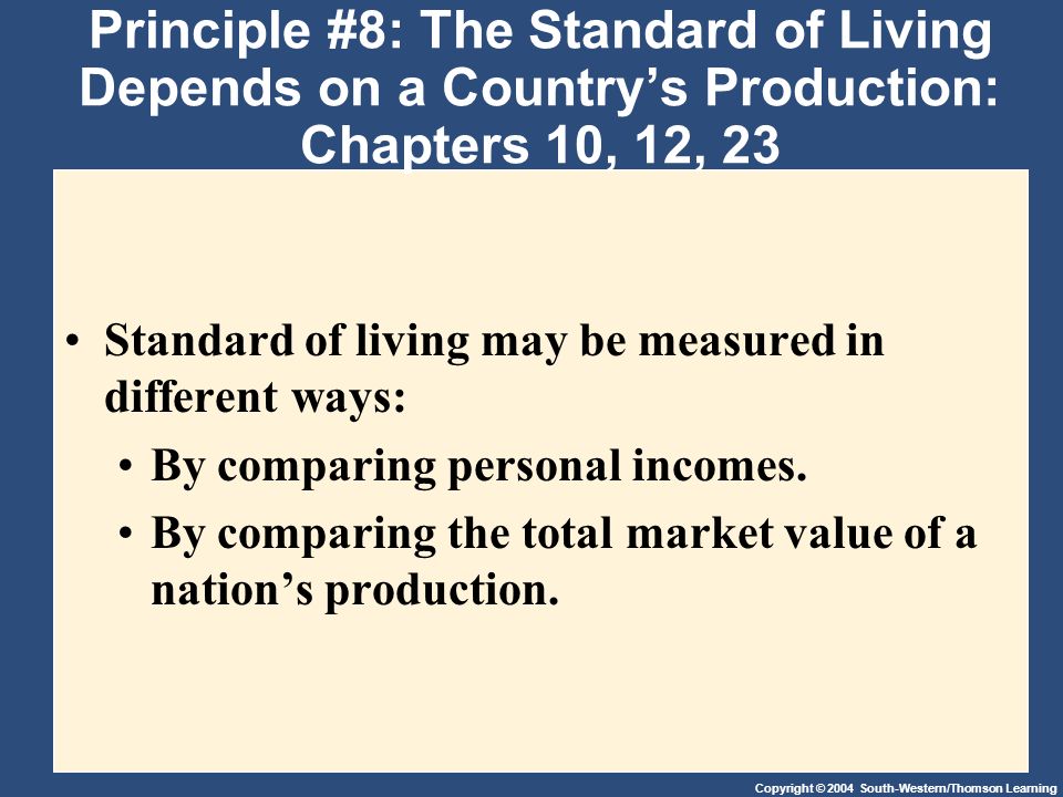 Principle #8: The Standard of Living Depends on a Country’s Production: Chapters 10, 12, 23