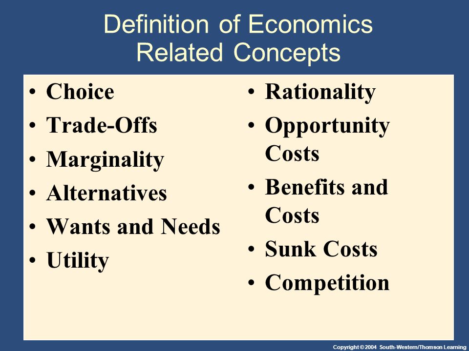 Definition of Economics Related Concepts