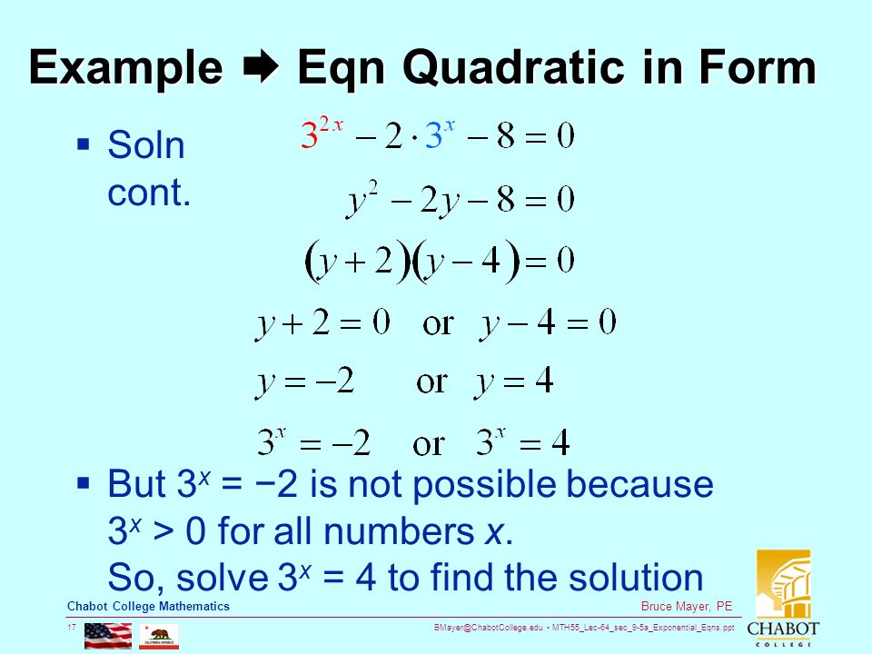 Example  Eqn Quadratic in Form