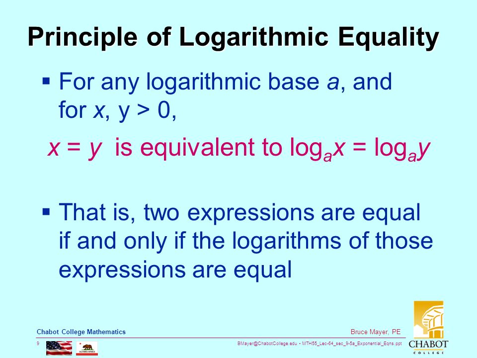 Principle of Logarithmic Equality