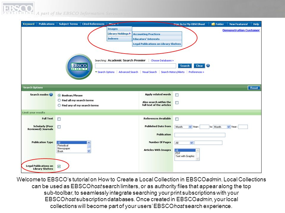 Welcome to EBSCO’s tutorial on How to Create a Local Collection in EBSCOadmin. Local Collections