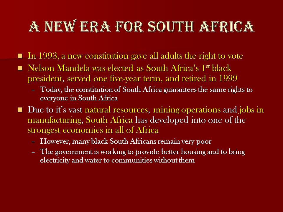 A New Era for south Africa