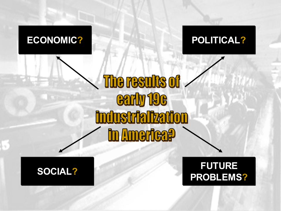 The results of early 19c industrialization in America ECONOMIC