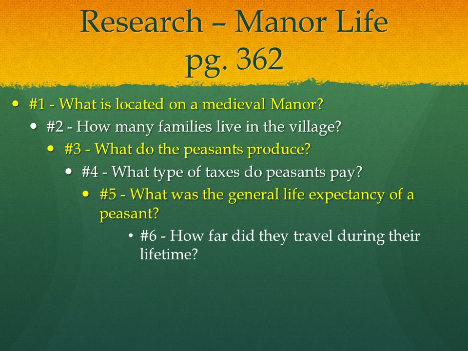 Research – Manor Life pg. 362