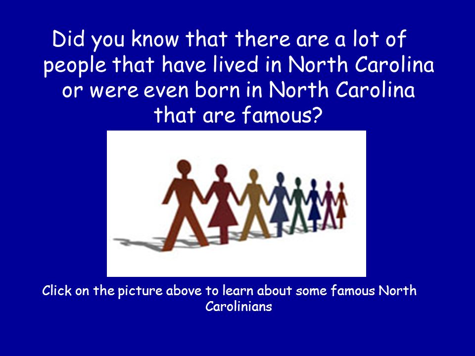 Did you know that there are a lot of people that have lived in North Carolina or were even born in North Carolina that are famous