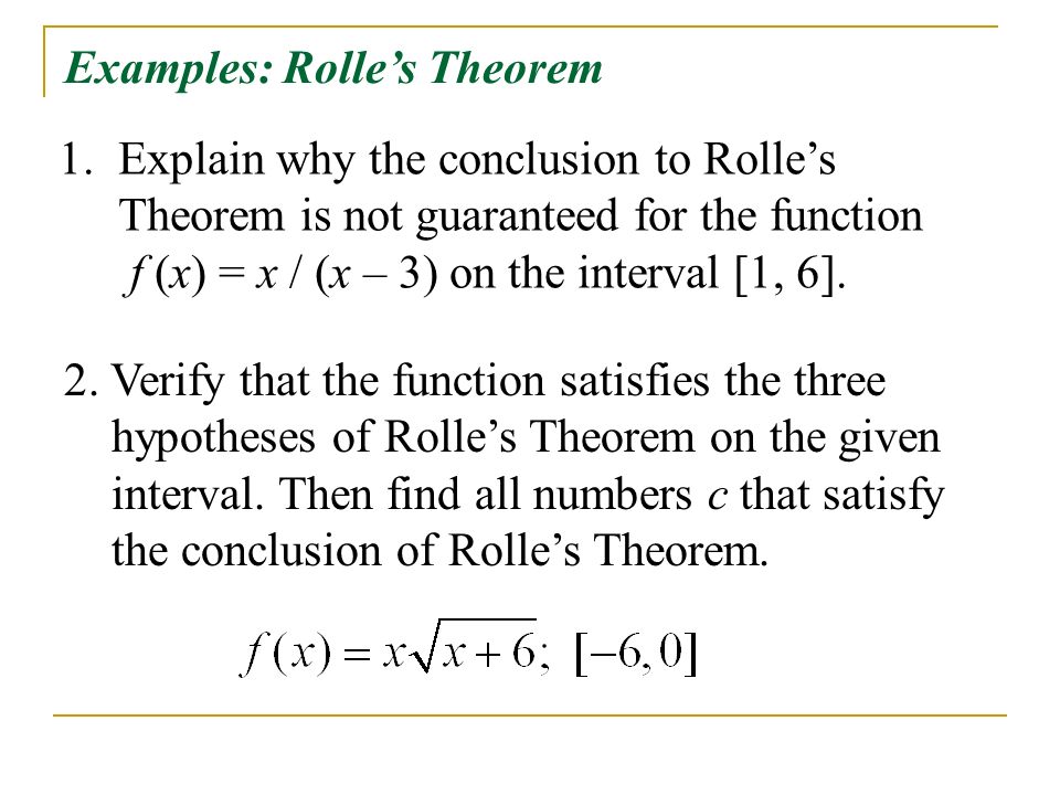 Examples: Rolle’s Theorem