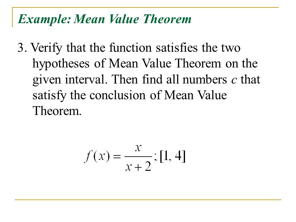 Example: Mean Value Theorem