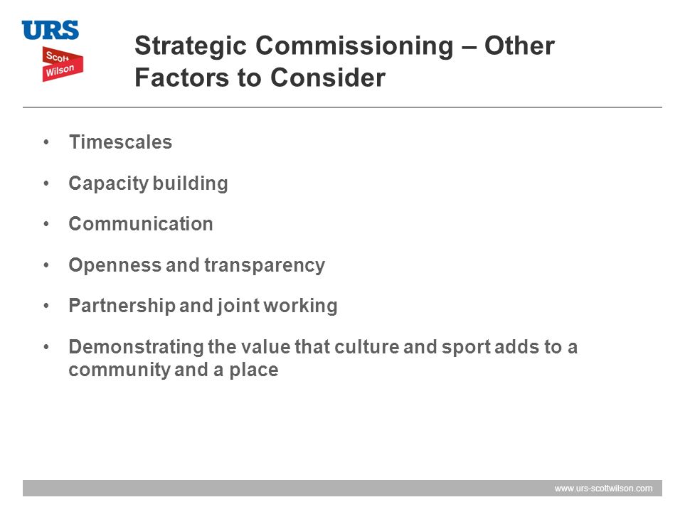 Strategic Commissioning – Other Factors to Consider