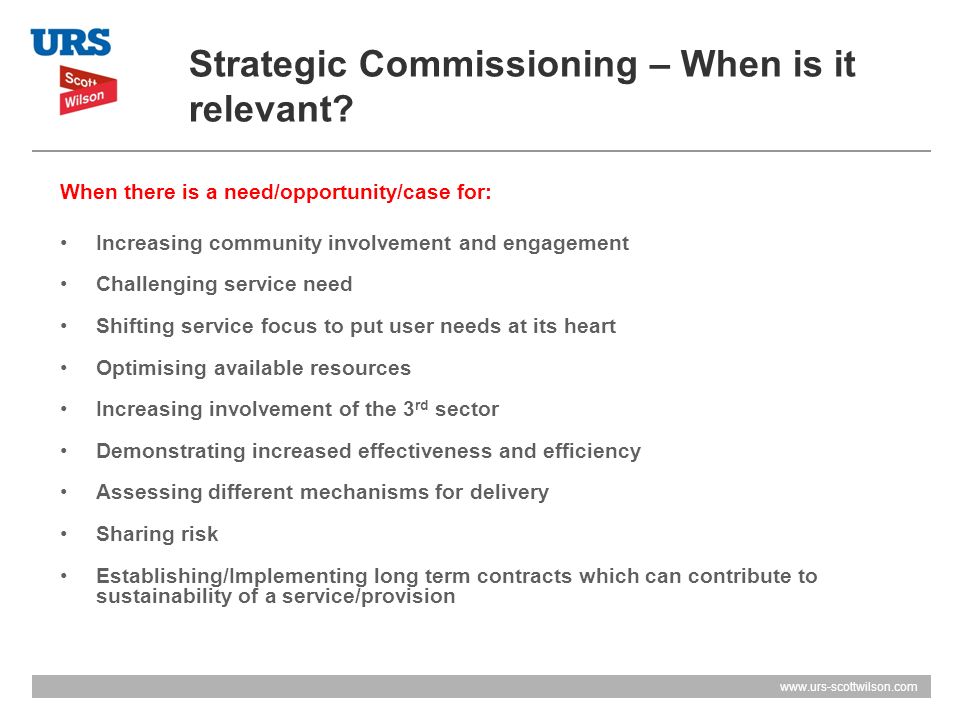 Strategic Commissioning – When is it relevant