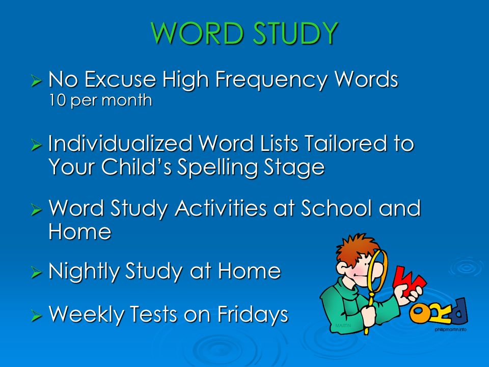 WORD STUDY No Excuse High Frequency Words 10 per month