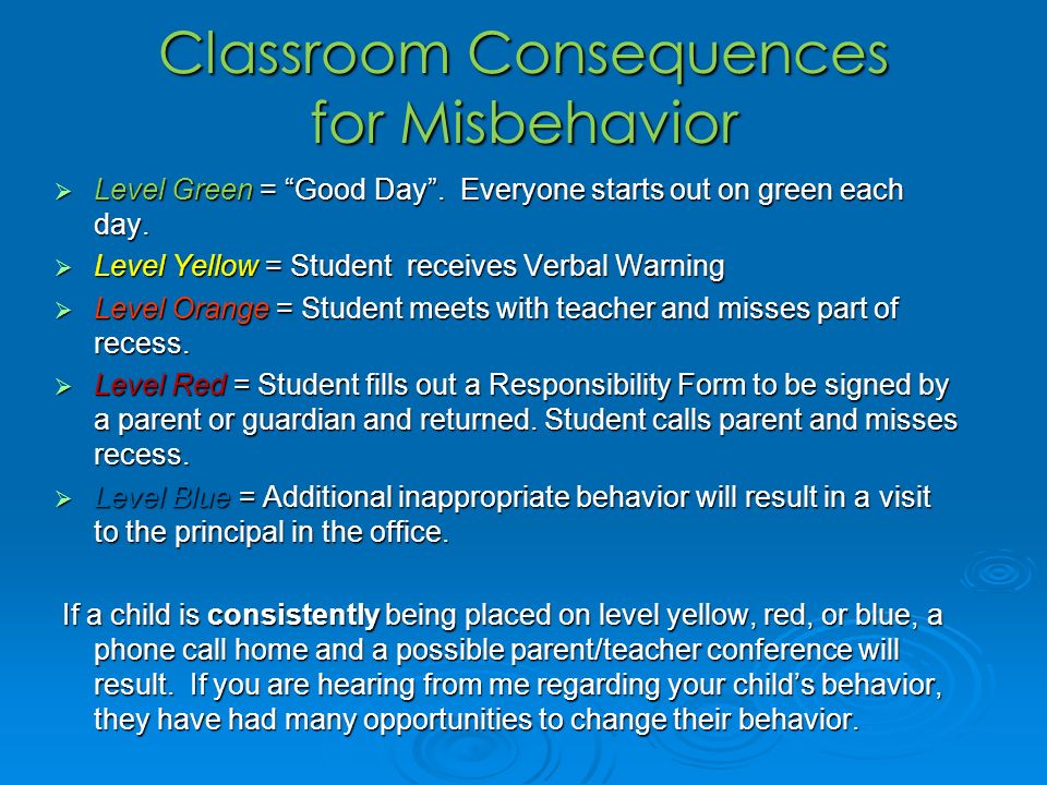 Classroom Consequences for Misbehavior