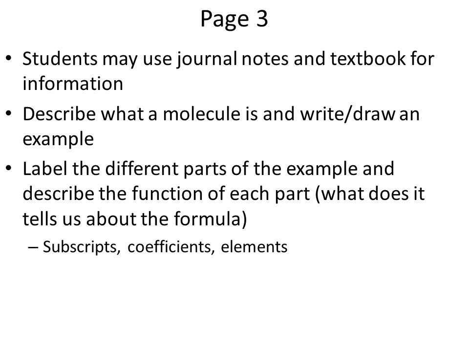 Page 3 Students may use journal notes and textbook for information