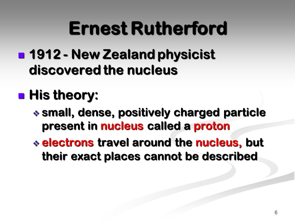 Ernest Rutherford New Zealand physicist discovered the nucleus