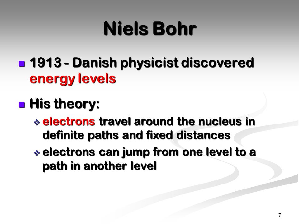 Niels Bohr Danish physicist discovered energy levels
