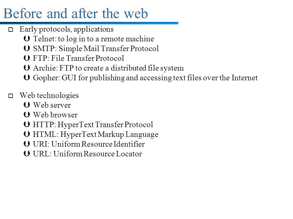 Before and after the web